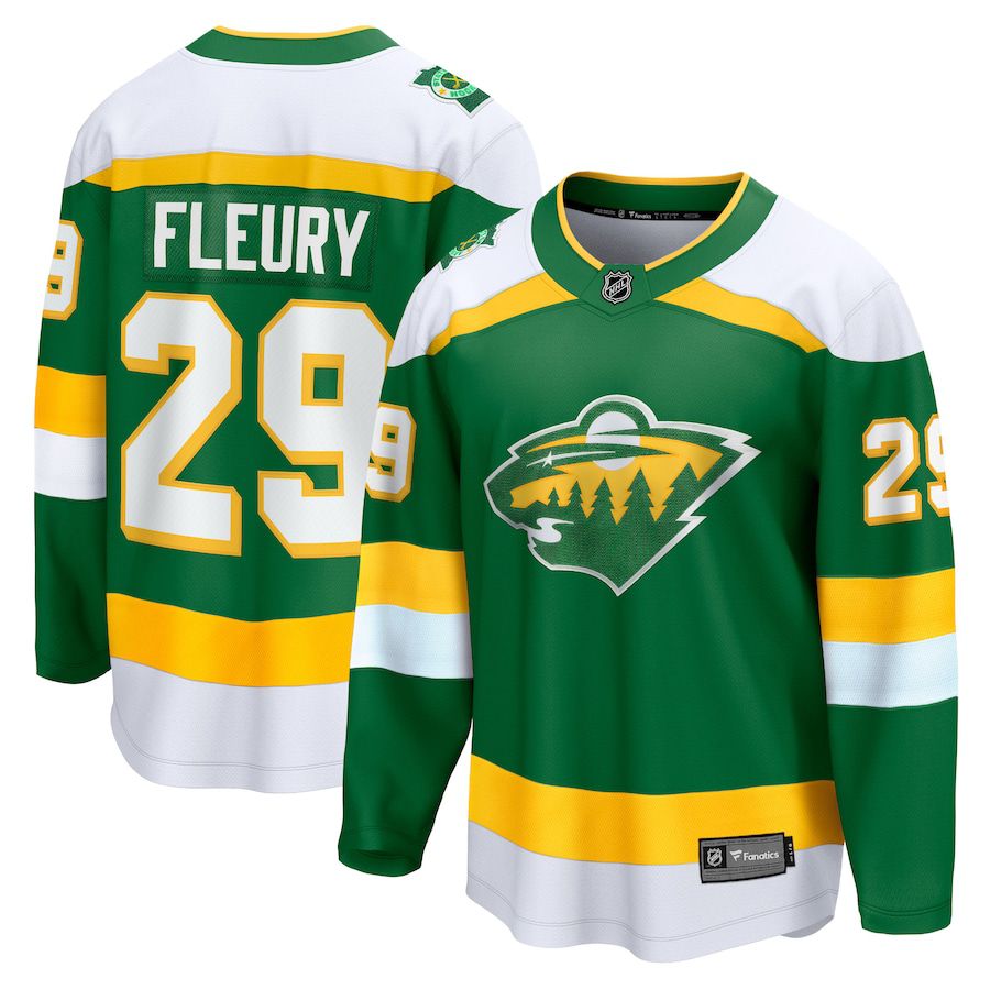 Men Minnesota Wild #29 Marc-Andre Fleury Fanatics Branded Green 2023-24 Alternate Premier Breakaway Player NHL Jersey